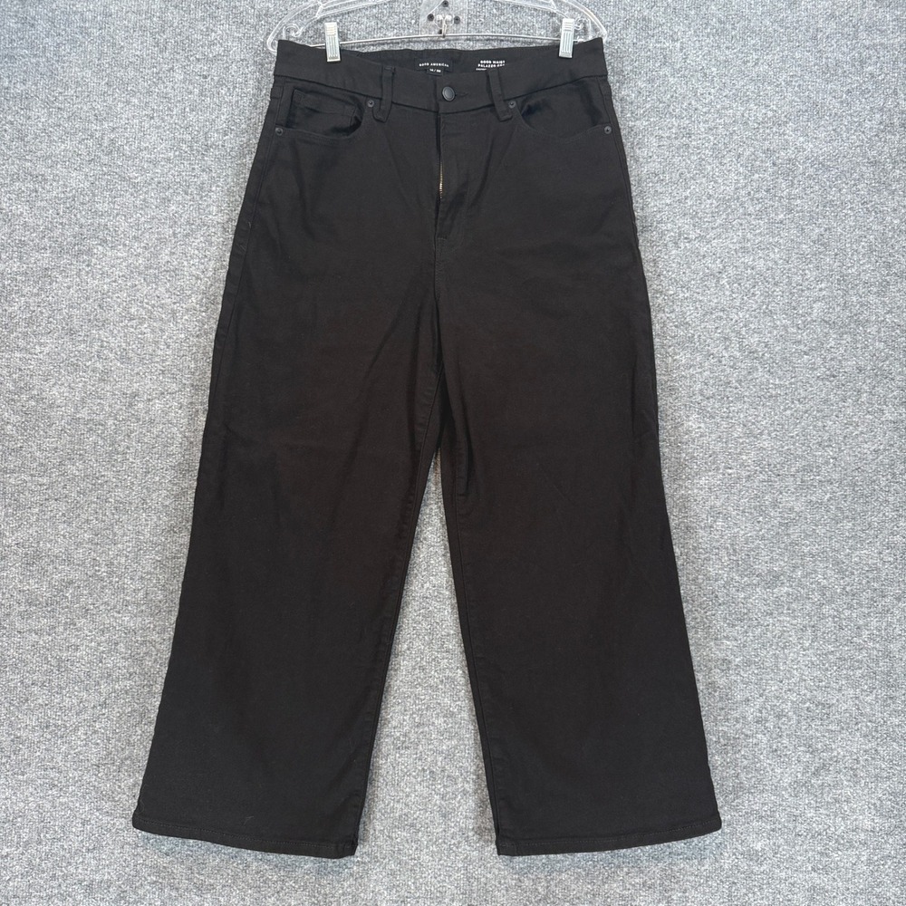 Good American Palazzo Crop Jeans Women 14 Dark Brown High Rise Wide Leg Nwot